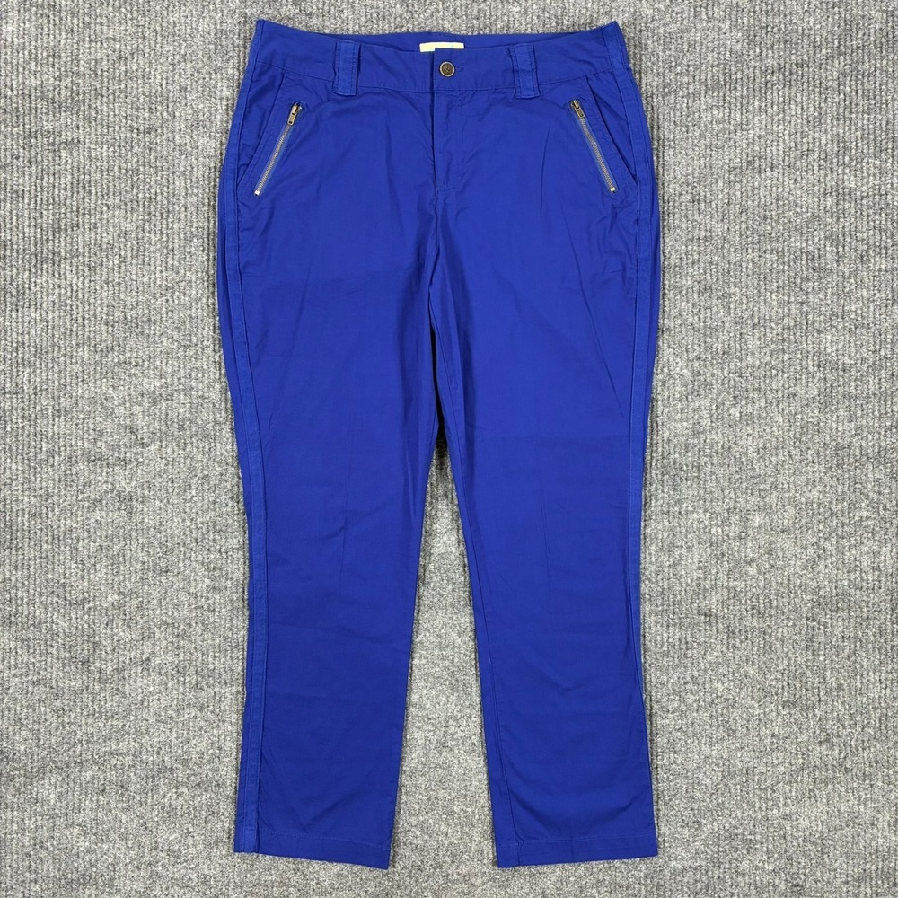 Caribbean Joe Womens Blue Stretch Pants Size 10 Casual Slim Straight Zip Pocket